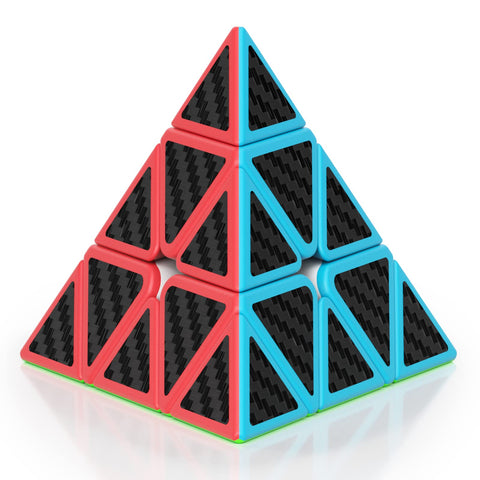 ROXENDA Pyramid Speed Cube Original Triangle Carbon Fiber Pyraminx Puzzle Cube; Super-Durable Vivid Colors - Easy to Turn - Even Faster than Original Pyramix