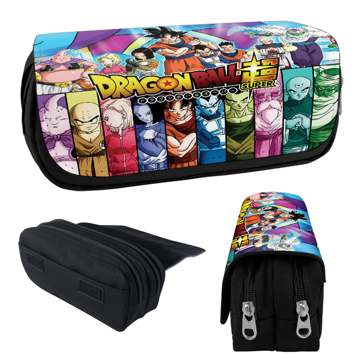 RHYII-Goku Pencil Case Goku Animation Pen Case Bag Goku Portable Stationery Case Pen Bags Animation Big Capacity Pencil Bag Game Pencil Cases Double Layer Storage Bag for Child Girls Boys and Adults
