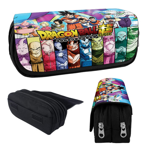 RHYII-Goku Pencil Case Goku Animation Pen Case Bag Goku Portable Stationery Case Pen Bags Animation Big Capacity Pencil Bag Game Pencil Cases Double Layer Storage Bag for Child Girls Boys and Adults