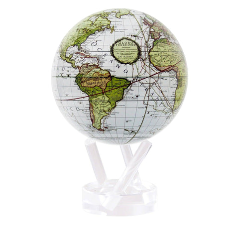MOVA Globe Antique Terrestrial White 8.5" with Base, Solar Powered Rotating Globe No Need of Battery or Chord, Unique Gift and Decoration