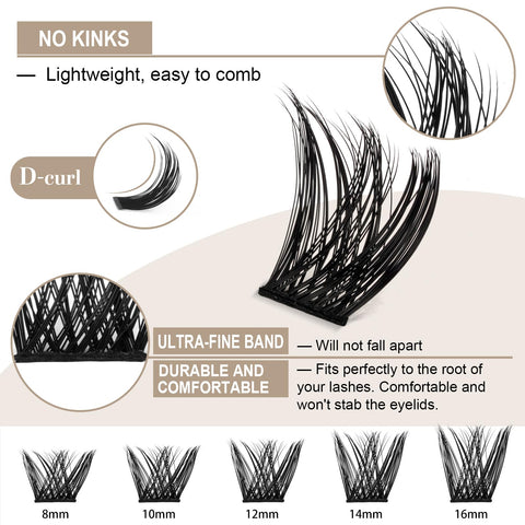 DIY Lash Extension Kit B05 Lash Cluster B&Q DIY Eyelash Extension Kit Individual Lashes Eyelash Clusters with Mascara Brush Eyelash Glue Remover Lash Applicators for DIY Eyelashes Extensions (Kit,B05)