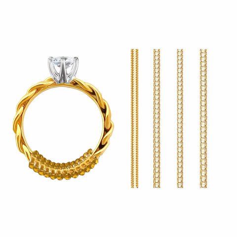 CrafTreat Silicone Ring Size Adjuster for Loose Rings - 12 Pcs Golden Colour Ring Size Adjuster - Unisex & Traditional - 2mm to 5mm 4 Sizes 3Pcs Each