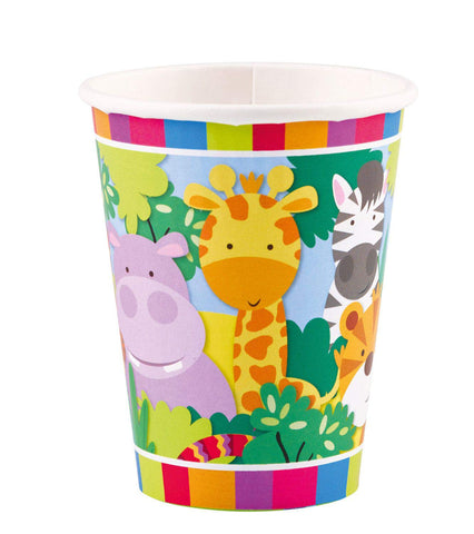 amscan 11012025 266ml-8 9901917 Friends Paper Cups, 266ml, 8 Pcs, Jungle Party