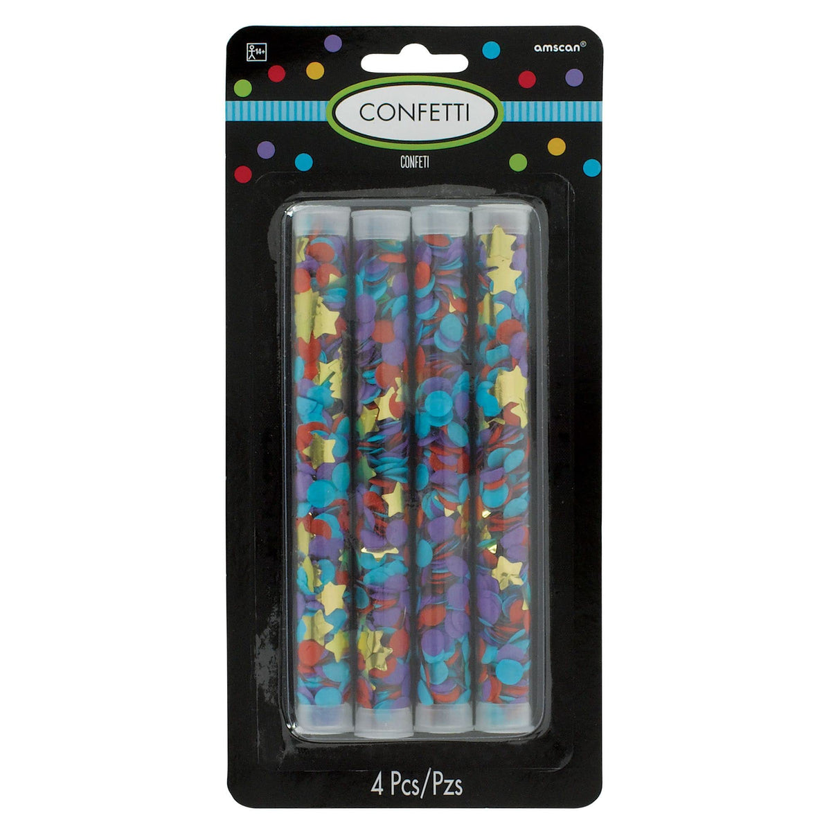 Multicolor Paper Confetti Tubes - 4pc