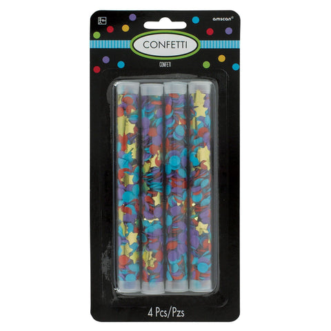 Multicolor Paper Confetti Tubes - 4pc