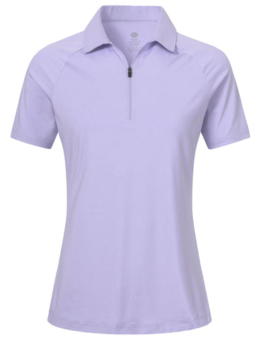 MoFiz Women's Golf Tops Short Sleeve Comfy Pullover Fishing Shirts Half-Zip Quick Dry Athletic Shirts with Collar Purple M
