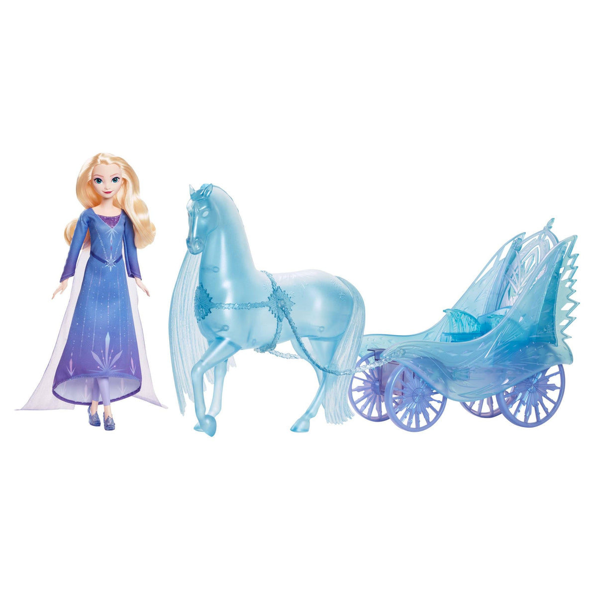 Mattel Disney Frozen Elsa Fashion Doll with Removeable Dress & Shoes, Mythical Horse-Like Nokk & Adventure Carriage, Inspired by Frozen: Winter Festival, JBG56