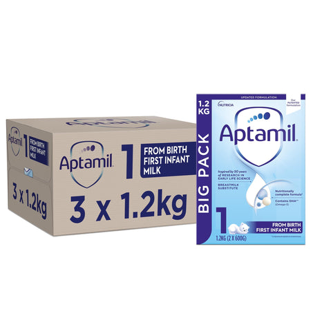 Aptamil 1 First Baby Milk Powder, From Birth, 1.2K (Pack of 3)
