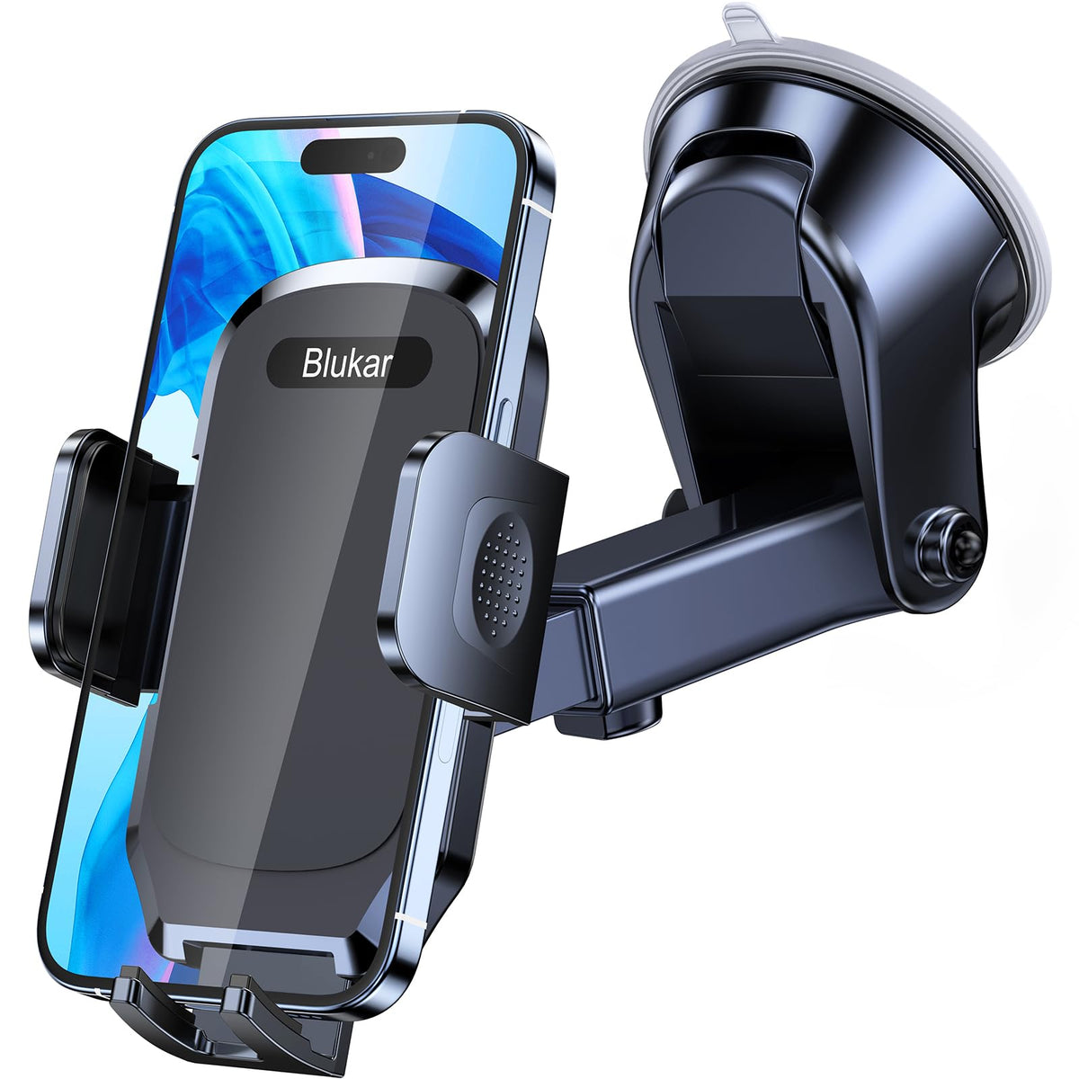 Blukar Car Phone Holder, Adjustable Car Phone Mount Cradle 360Â° Rotation - Upgraded Strong Sticky Gel Pad-One Button Release for up to 6.7'' Phones