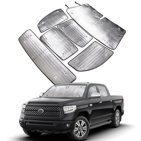 Car 6 Pieces Set Windshield Sun Shade |240T Reflective Fabric Blocks Sun| Car Accessories,UV Reflecting Foldable Sun Shield Keeps Your Vehicle Cool, Sunshield Compatible with Toyota Tundra