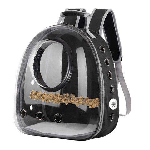LOVIVER Lightweight Bird Carrier, Transparent and Breathable Outdoor Backpack, Suitable for Parrot Pets Habitat, Black