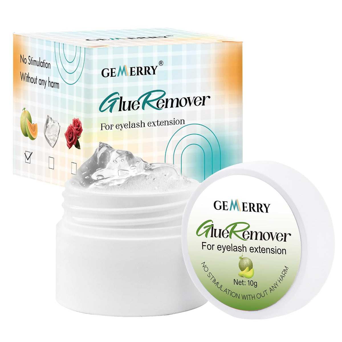 GEMERRY Lash Extension Remover 10g Cream Lash Glue Remover Gentle Formula Eyelash Extension Remover for Sensitive Skin Fast Disslove Lash Remover for Lash Extensions(Cantaloupe)
