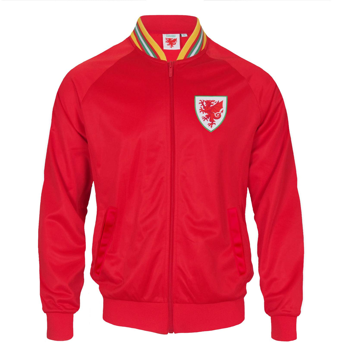 Wales Cymru FAW Official Football Gift Mens Retro Track Top Jacket Red Large