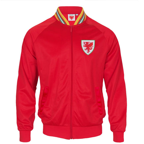 Wales Cymru FAW Official Football Gift Mens Retro Track Top Jacket Red Large