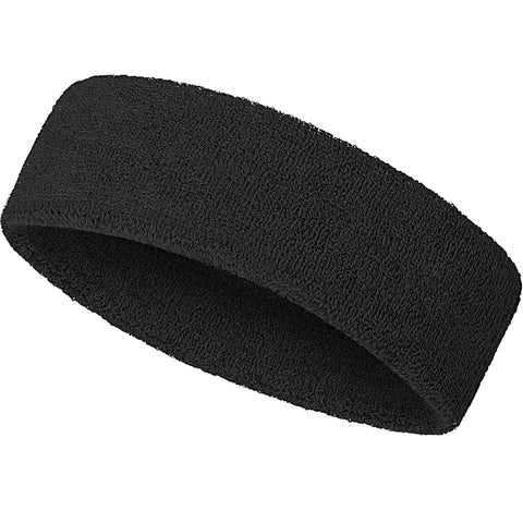 SATINIOR Unisex Adult Sweatband Headbands Moisture Wicking Athletic Terry Cloth Sweat-Wicking Sport Elastic Headband (Black)