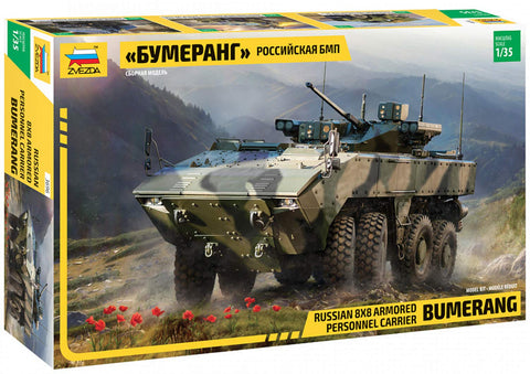 Zvezda 530003696 Vehicle 530003696-1:35 "Boomerang-BM Russ.InfantryFight.Veh-Plastic Model Assembly-Kit-for Beginners-Detailed, Unvarnished