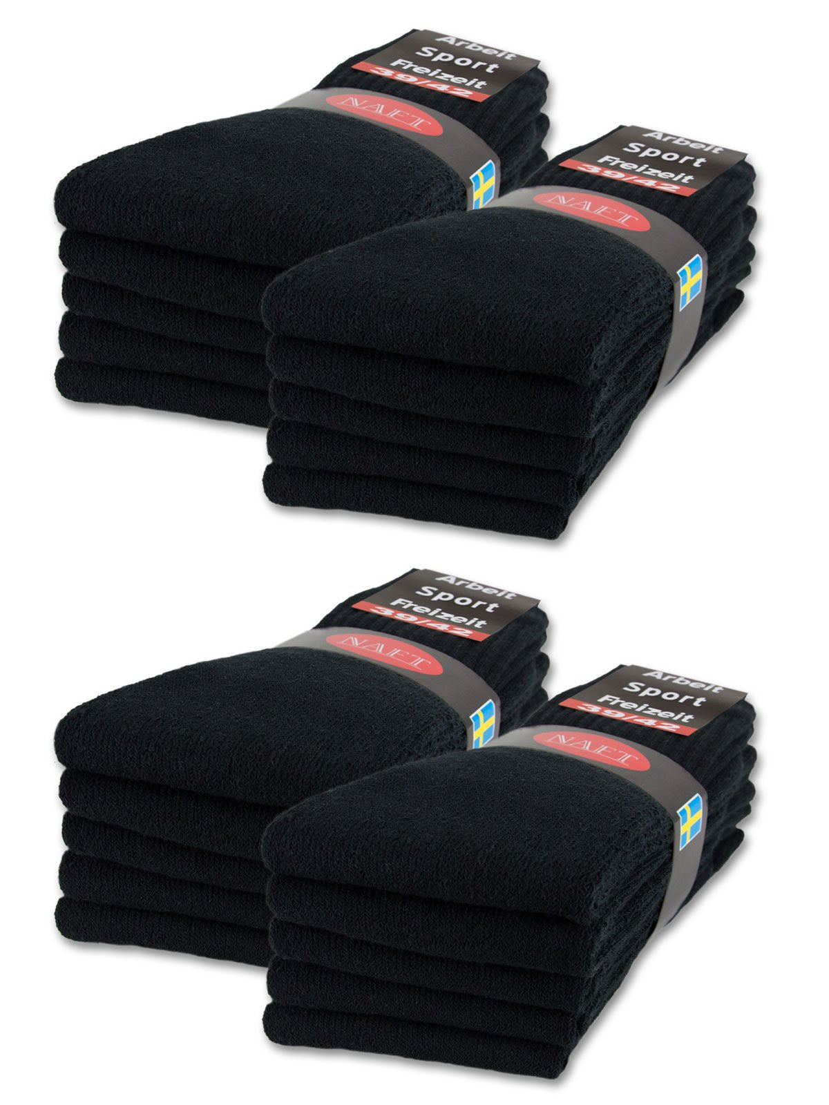 sockenkauf24 10 | 20 | 30 Pairs Crew Socks Sports Tennis Socks for Women & Men in 5 Colours - Sizes 35-50 available (UK 9-11 | EU 43-46, 20 Pairs | Black)