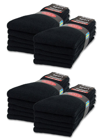 sockenkauf24 10 | 20 | 30 Pairs Crew Socks Sports Tennis Socks for Women & Men in 5 Colours - Sizes 35-50 available (UK 9-11 | EU 43-46, 20 Pairs | Black)