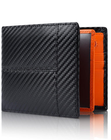Swallowmall Mens Wallet RFID Blocking Leather Wallets for Men Bifold Wallets, 1 ID Window 15 Card Slots Genuine Wallet Leather Zip Coin Pocket