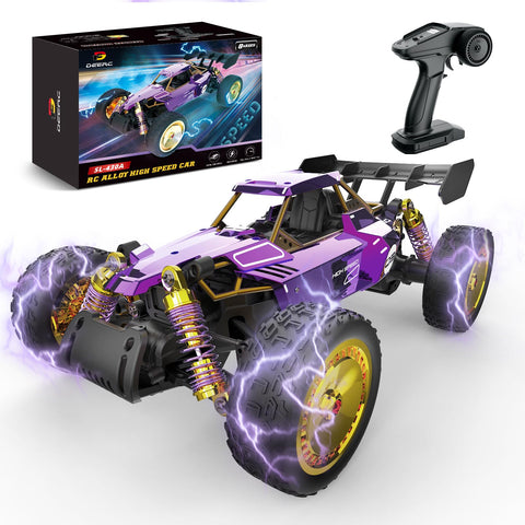 DEERC Remote Control Truck with Snorkel Spray & Integrated LED Lights, Remote Control Jeep Car, Monster Trucks for Boys, All Terrain SUV Rock Crawler, Toy Vehicle for Kids and Adults, 60+ Mins