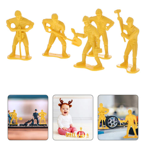 EXCEART Tiny Engineering Man Model Toy Street Signs Playset Traffic Signs Playset Construction Model Toys Construction Site Pretend Play Toy Cake Topper for Children Play 45pcs