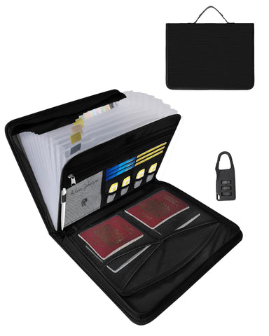 WhelLux Fireproof Document Bag with Handle and Lock - Accordion File & Important Document Organizer, Holder for Documents, Birth Certificate, Passport, Citizenship Certificate, etc., and Waterproof