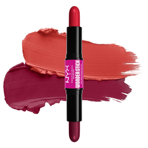 NYX Professional Makeup Blush, With Hyaluronic Acid, Hydrates, Blendable Texture, Vegan, Wonder Stick, Bright Amber + Fuschia