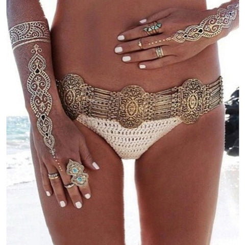 9 Sheets Metallic Gold Henna Temporary Tattoos 80+ Mandala Tattoos Flowers, Mandalas, Elephants Waterproof Nontoxic Long Lasting for Beach, Festivals, & Parties
