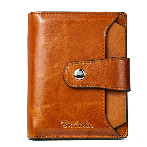 BOSTANTEN Small Purse for Women Leather Card Holder Wallet Ladies Bifold RFID Blocking Zip Coin Pocket Brown