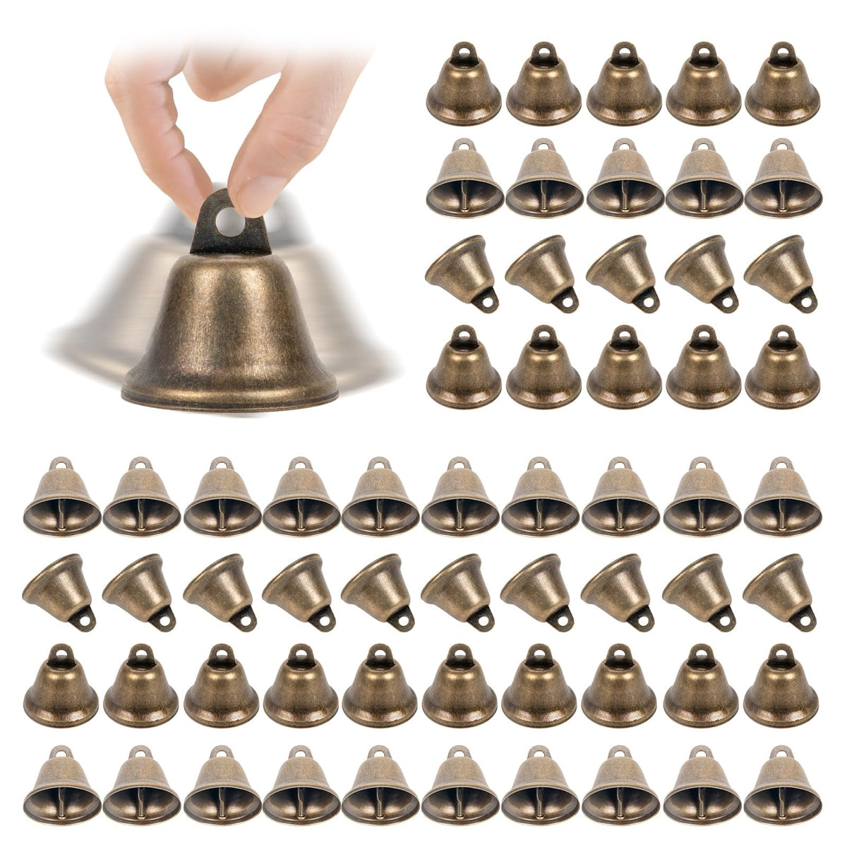 60PCS vintage bronze bells,bells for crafts, small jingle bell