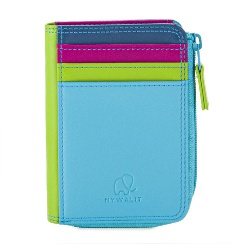 mywalit Small Zip Purse - Leather, Multi-Color, 3 Card, Id Window, Coin Pocket