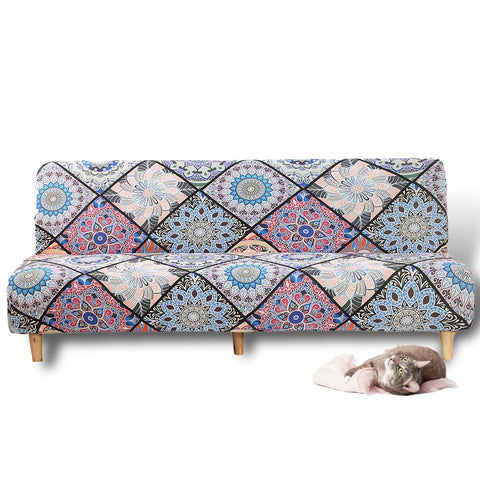 jianyana Armless Sofa Bed Cover, Sofa Bed Cover 3 Seater Armless Stretch Fit Sofa Covers, Durable Elastic Spandex(Bohemia)