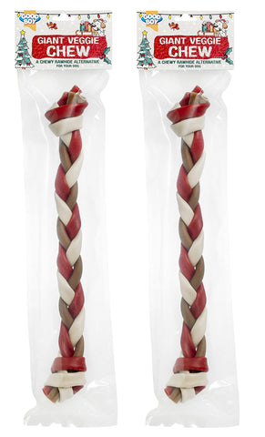 2 Pack Good Boy Giant Chewy Veg Braid Dog Puppy Large Treat 44cm 290g