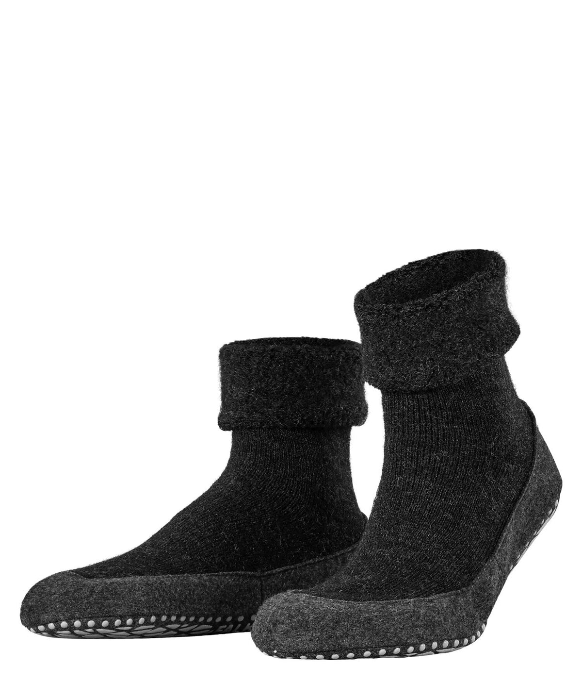 FALKE Men's Cosyshoe M HP Wool Grips On Sole 1 Pair Grip socks, Grey (Anthracite Melange 3080), 8.5-9.5