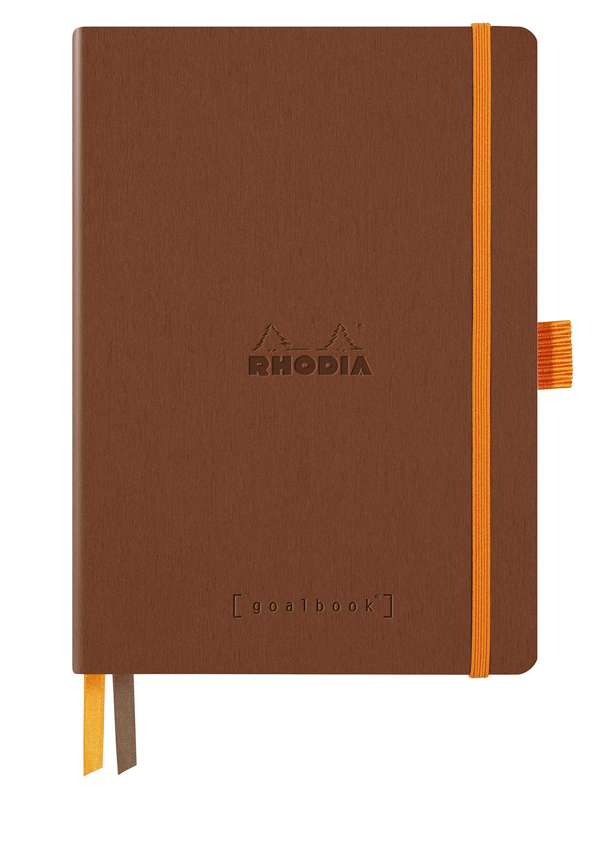 Clairefontaine Rhodia Notebook, Rhodia Llama, Goal Book, A5, Dot Ruled, 240 Pages, Includes Pen Holder, Italian Faux Leather Cover, PEFC Certified, Copper Rhodiarama cf117812