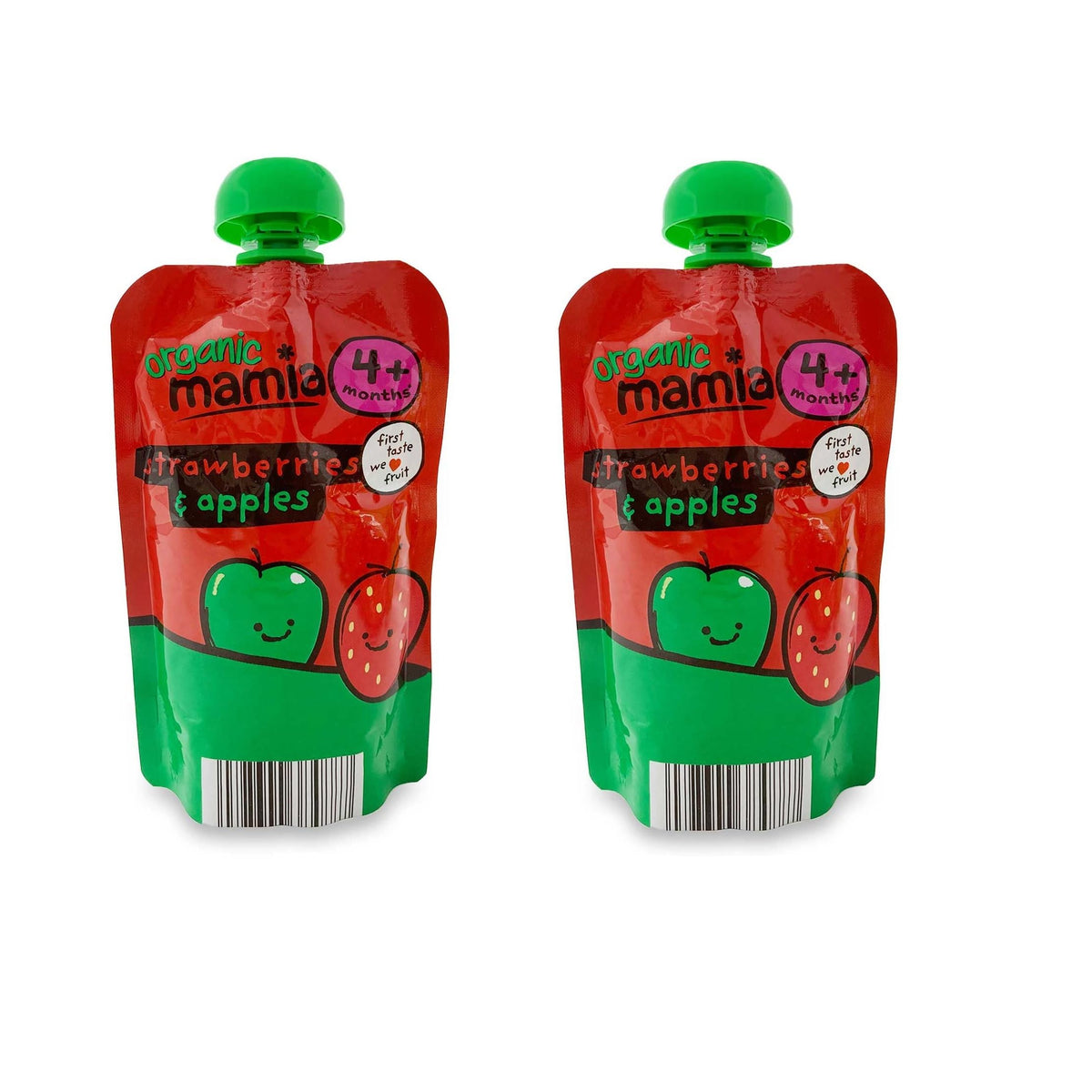 2x Mamia Strawberries & Apples Puree 4+ Months 120g
