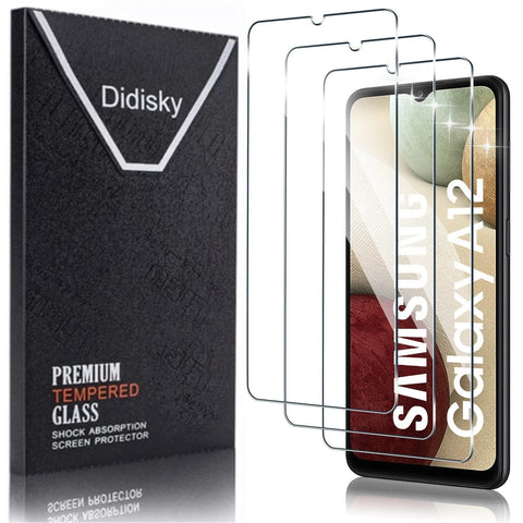 Didisky [3 Pack Tempered Glass Screen Protector for Samsung Galaxy A12 / A13 4G / 5G, Soft Touch,Easy to Clean, Easy to Install, Transparent