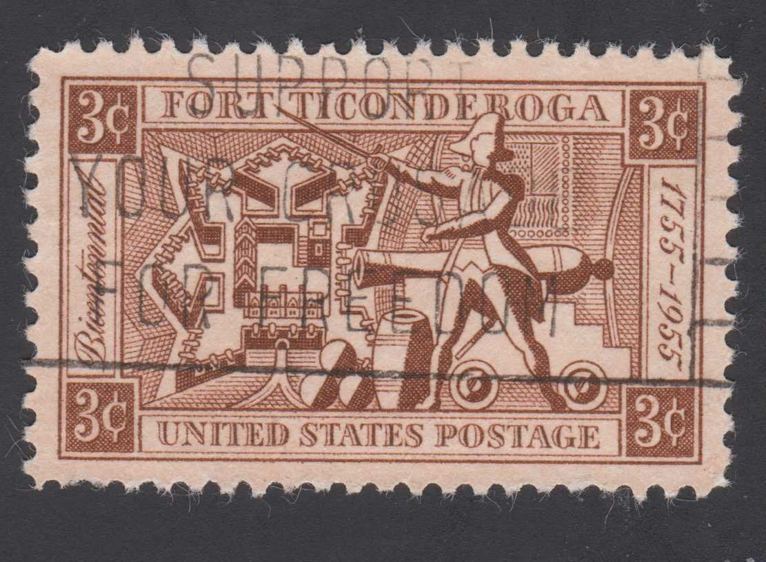 1955 "Fort Ticonderoga 3 Cents Stamp (#1071)
