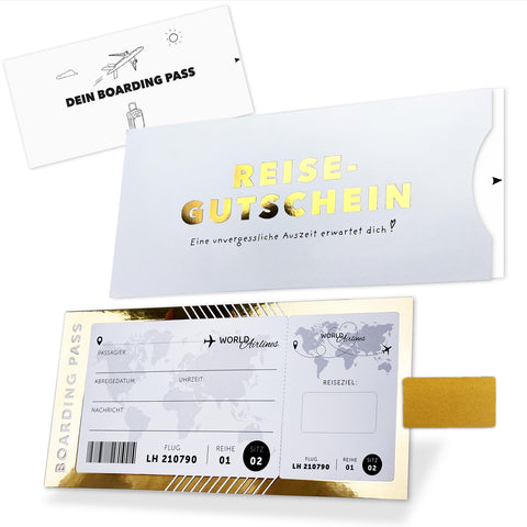 ZADAWERKÂ® Scratch Off Travel Voucher - With Scratch Sticker and Cover - Holiday Voucher - Gift Idea - Fill in Scratch Card - Flight Ticket - Reveal