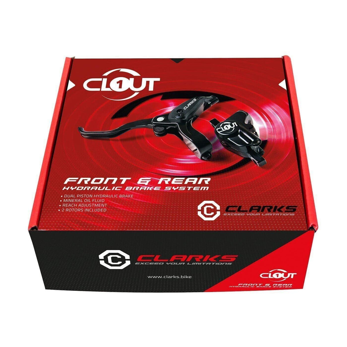 Clarks Clout1 MTB Hybrid Hydraulic Disc Brake Set Front & Rear 160/160mm