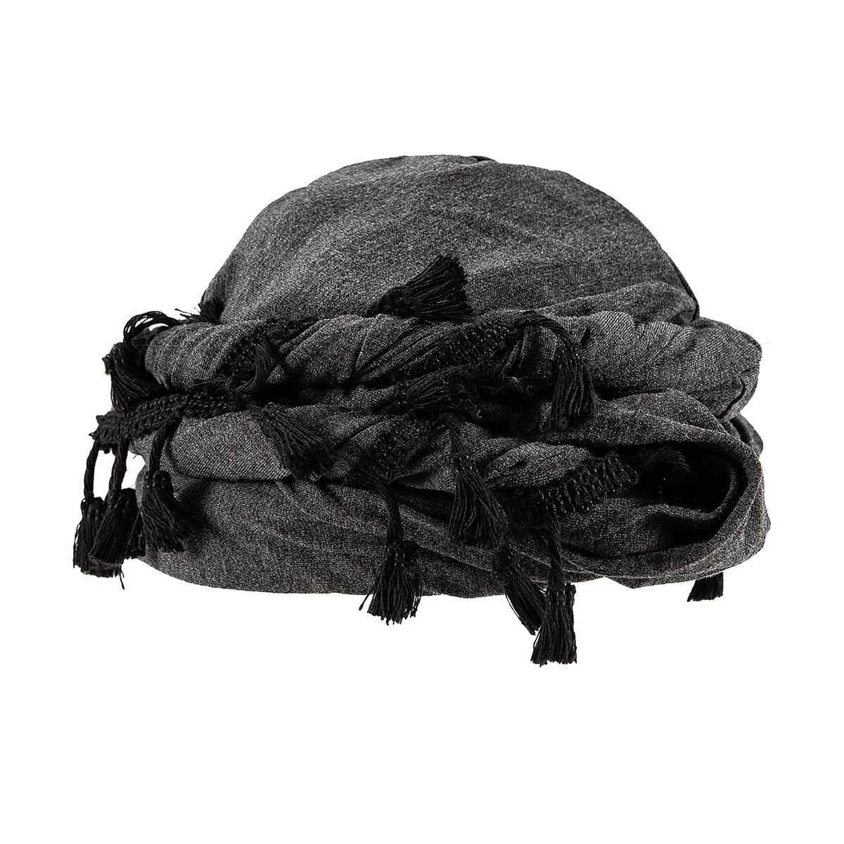 ASIJUNTYECHO Turban for Men,Twist Head Wraps Turban Durag with Fringe Edge,Satin Lined Halo Turban Head Scarf,Cool Beanie Hats Mens