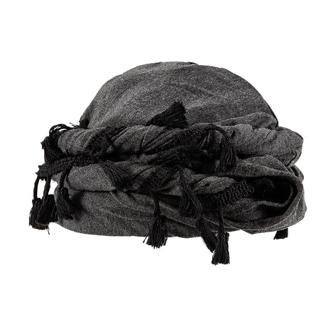 ASIJUNTYECHO Turban for Men,Twist Head Wraps Turban Durag with Fringe Edge,Satin Lined Halo Turban Head Scarf,Cool Beanie Hats Mens
