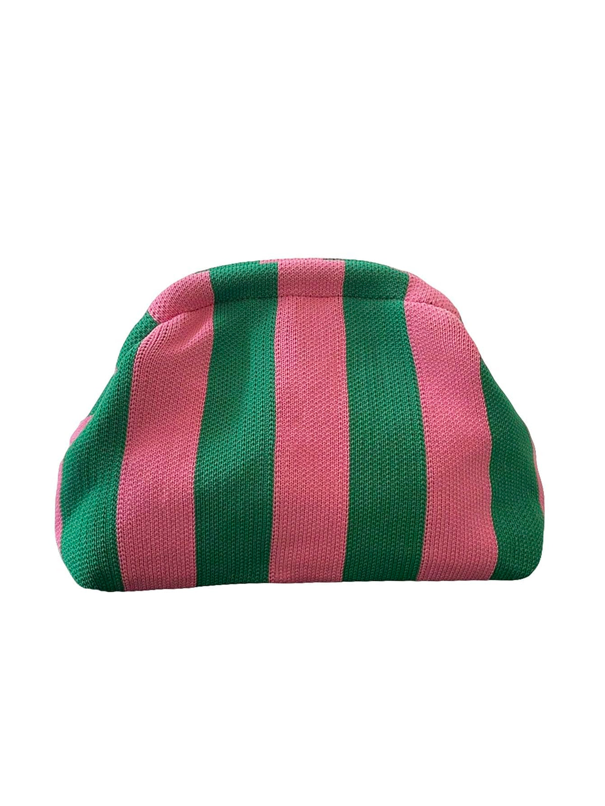 Qlarnaweer Women's Colorblock Clutch Handbags Casual Crochet Bag Small Purse, A Green and Pink