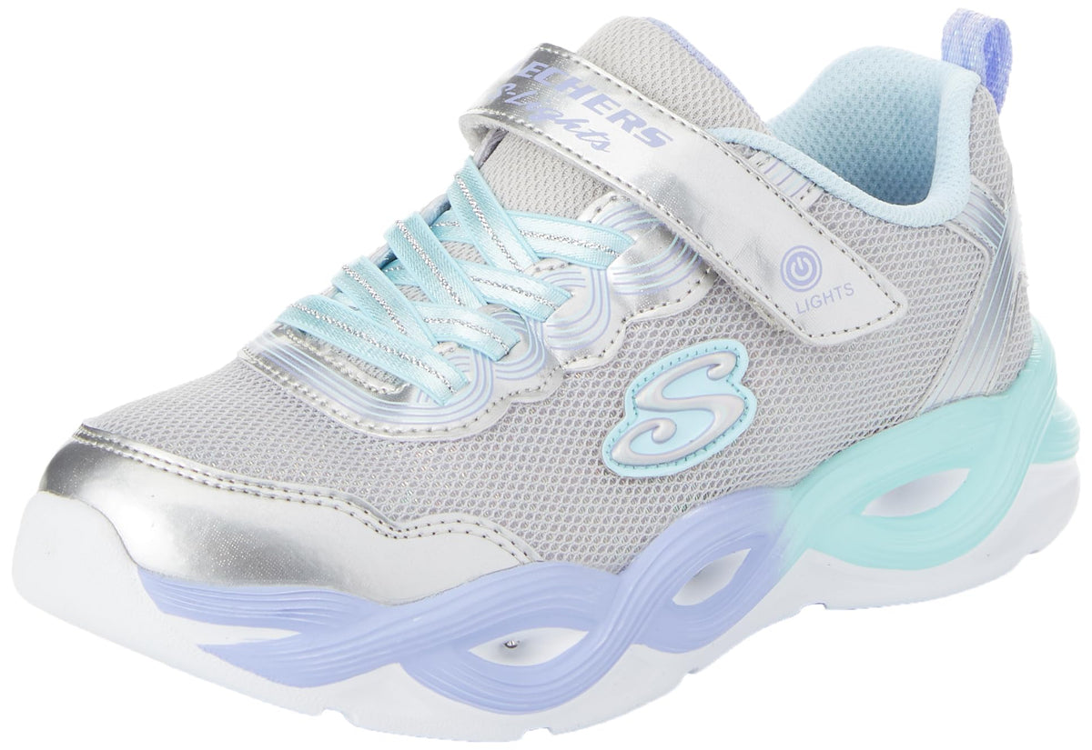 Skechers Kids Twisty Glow Sneaker, Silver/Multi, 10.5 US Unisex Little Kid