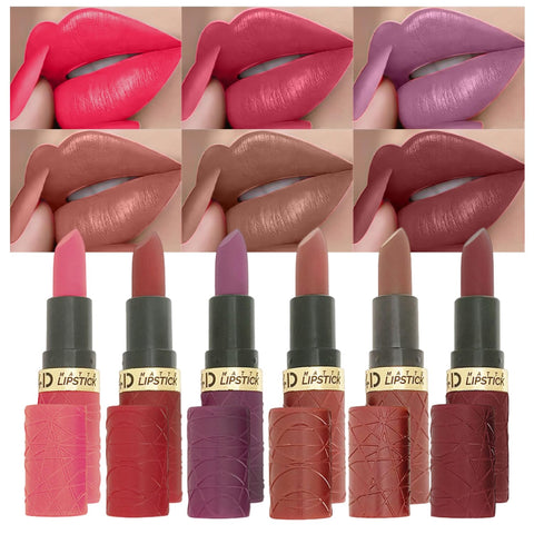 Matte Lipstick Set 6 Pcs Lipstick Pack with Nude, Rose, Coffee & Brown Shades Waterproof, Long-Wearing Lip Stick Formula with Rich Colors & Pigments Soft Velvety Lip Makeup Set (#B, medium)