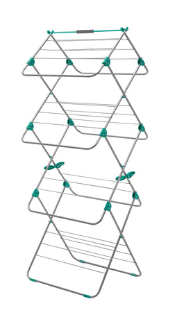 Addis 517567 Easi 3-Tier Indoor Airer, 15 M Drying Space - Metallic Aqua (Silver/Aqua), 5 x 41 x 100 cm