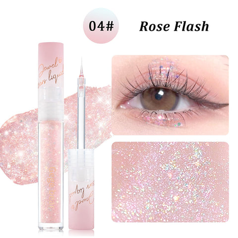Erinde Jewel Tears Liquid Glitter Eyeshadow, Twinkle Shimmer Eye Shadow Eyeliner, Long Lasting, Quick Drying, Multi-Dimensional Sparkle Finish, Loose Glitter Glue for Crystal Korean Eye Makeup, 04#