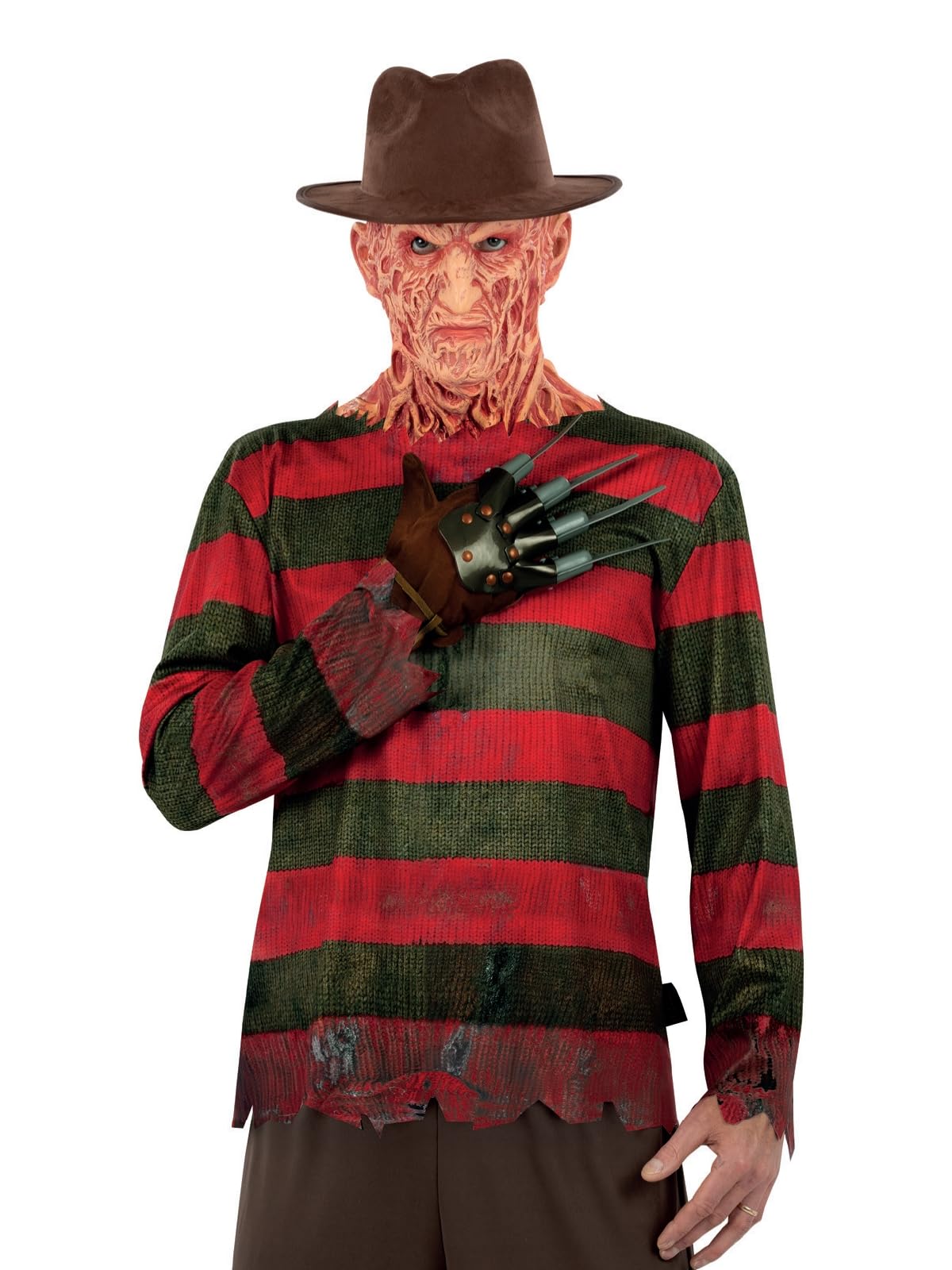 Smiffys A Nightmare On Elm Street Freddy Krueger Costume - Includes Printed Top, Glove & Hat, Officially Licensed Nightmare on Elm Street Adult Fancy Dress, Adult Halloween Outfit