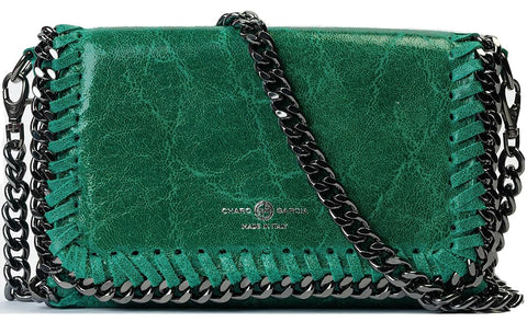 Premium Italian Leather Handmade in Florence, Italy. Small Crossbody Bag for Women with a Detachable Strap. Daniela Collection Made in Italy (Green)