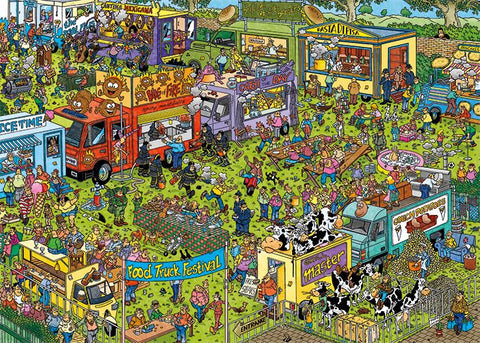 Jumbo, Jan Van Haasteren - Food Festival, Jigsaw Puzzles for Adults, Puzzles, 2 x 1,000 Piece